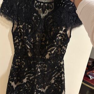 Alice + Olivia Black Lace Mini Lace Romper